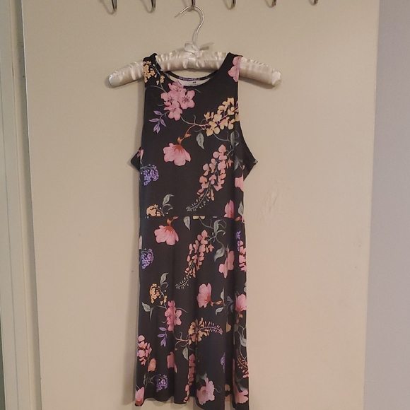 H&M Other - H&M Dark Gray Dress with Vibrant Floral Pattern